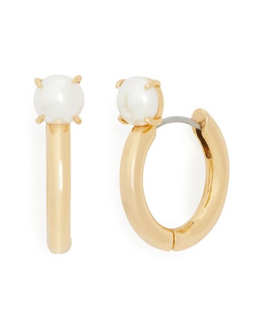 Kate Spade New York imitation pearl chunky hoop earrings Gold.
