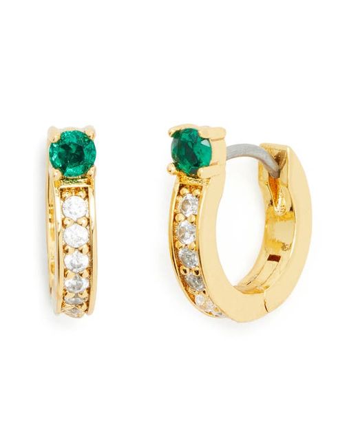 Kate Spade New York cubic zirconia huggie earrings Emerald.