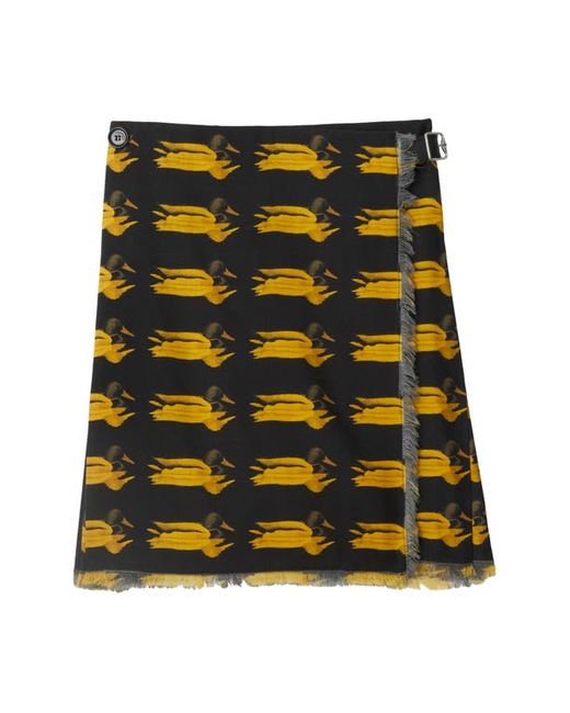 Burberry Duck Print Pleated Wool Kilt Skirt