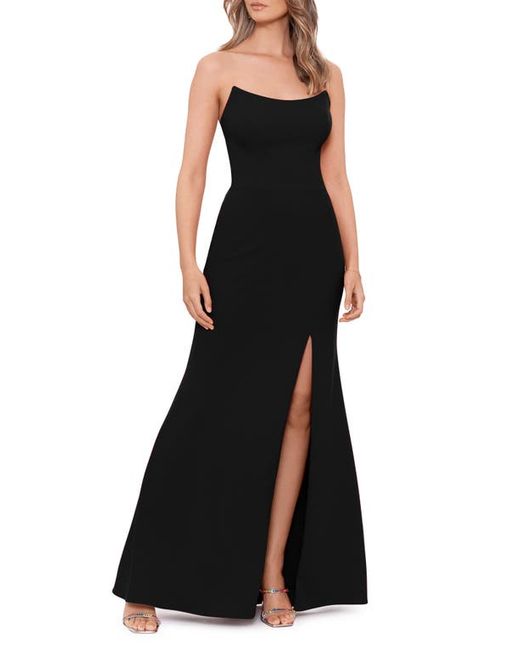 Betsy & Adam Strapless Scuba Crepe Gown