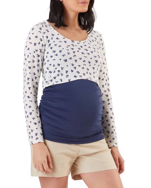 Stowaway Collection Long Sleeve Crop Maternity/Nursing Top Small