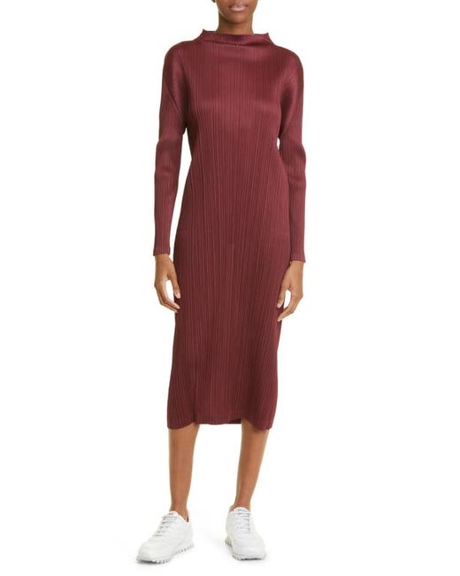 Pleats Please By Issey Miyake Monthly Colors October Pleated Long Sleeve Midi Dress