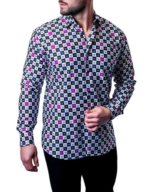 Maceoo Fibonacci Skull Square Multi Button-Up Shirt