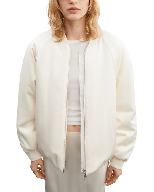 Mango Quilted Satin Bomber Jacket Small
