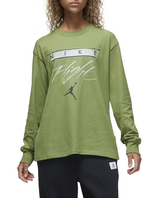 Jordan Flight Long Sleeve Graphic T-Shirt Sky Light Olive/Black