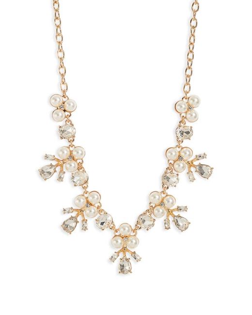 Nordstrom Imitation Pearl Crystal Cluster Necklace
