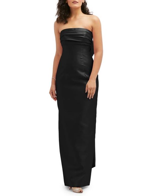 Alfred Sung Strapless Bow Back Satin Column Gown