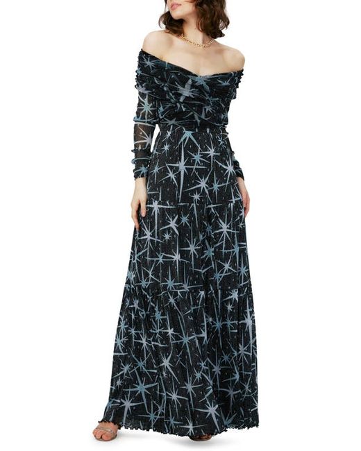 Diane von Furstenberg Stassi Print Off the Shoulder Long Sleeve Maxi Dress X-Small