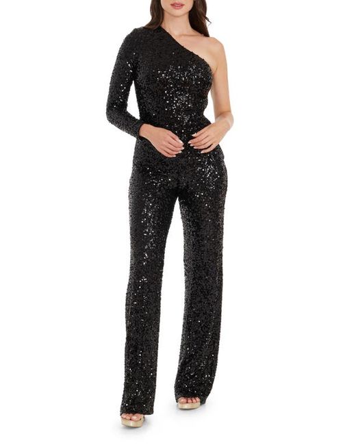 Dress the population Easton Sequin One-Shoulder Jumpsuit Xx-Small