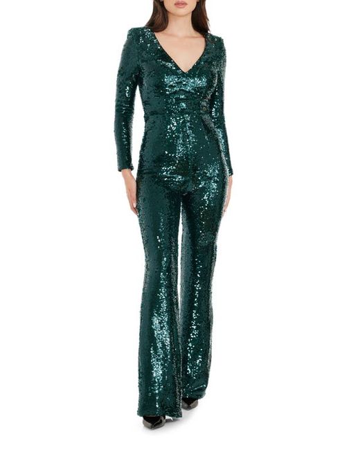 Dress the population Carson Sequin Long Sleeve Jumpsuit X-Small