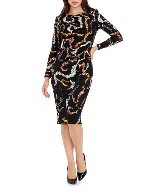 Dress the population Emmalyn Squiggle Sequin Long Sleeve Cocktail Dress Xx-Small