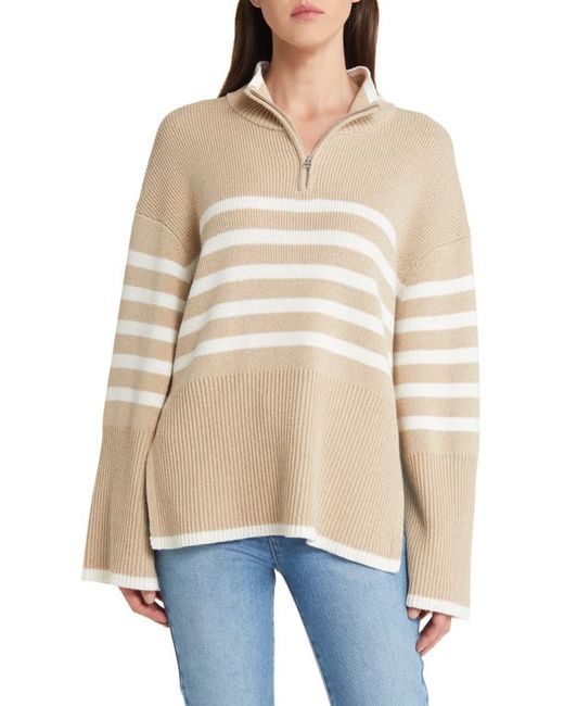 Rails Tessa Stripe Wool Cotton Quarter-Zip Pullover Xx-Small