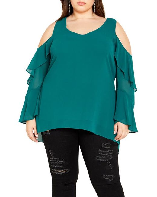 City Chic Cold Shoulder High-Low Top