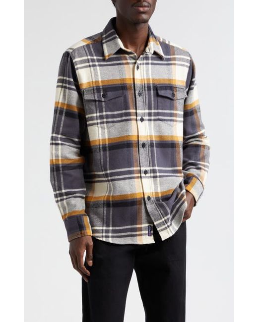 Noah NYC Heavyweight Plaid Flannel Button-Up Shirt Natural/Black/Rust Small