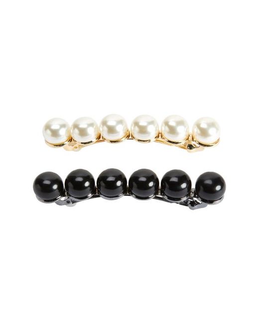Tasha Assorted 2-Pack Pearly Bead Hair Clips Ivory/Black