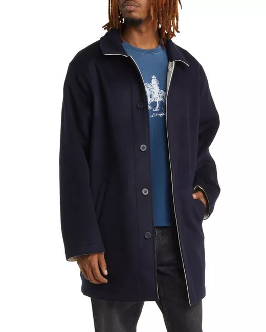 One Of These Days Austin Reversible Wool Blend Trench Coat Navy/Stone Small