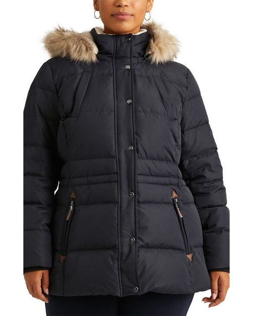 Lauren Ralph Lauren Icon Faux Fur Trim Quilted Down Feather Fill Hooded Puffer Coat