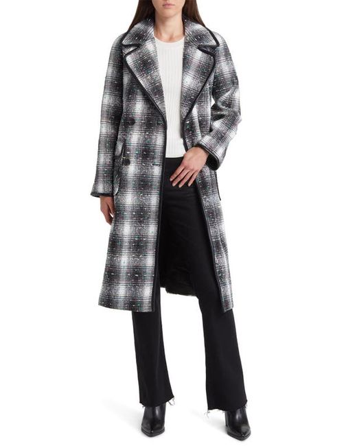 Avec Les Filles Plaid Tweed Double Breasted Coat X-Small