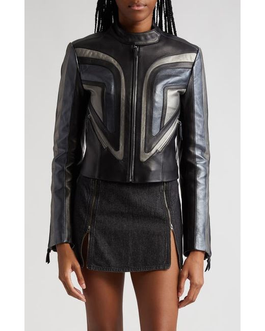 Miaou Sophie Pieced Leather Biker Jacket X-Small