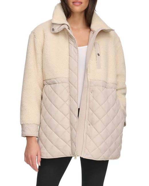 Andrew Marc Sport Mixed Media Faux Shearling Quilted Jacket Small