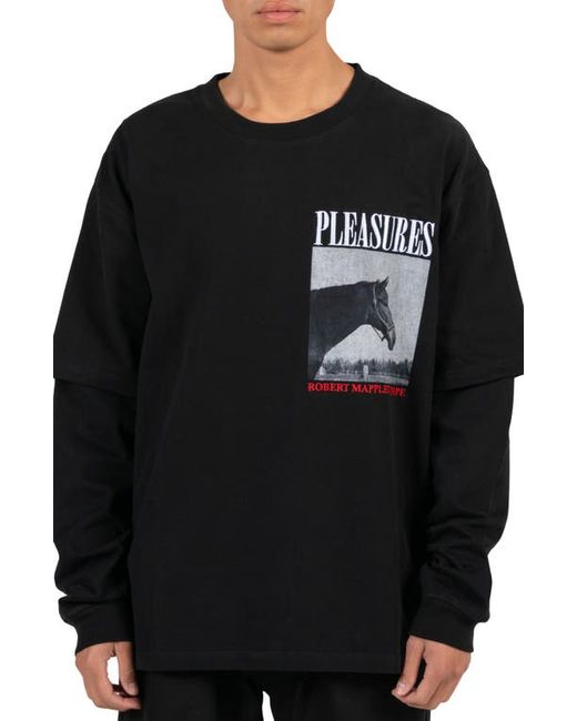 Pleasures Horses Faux Layered Long Sleeve Graphic T-Shirt Small