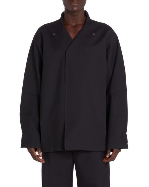 Bottega Veneta Bonded Wool Flannel Cotton Tech Jacket 4078 Navy/Black