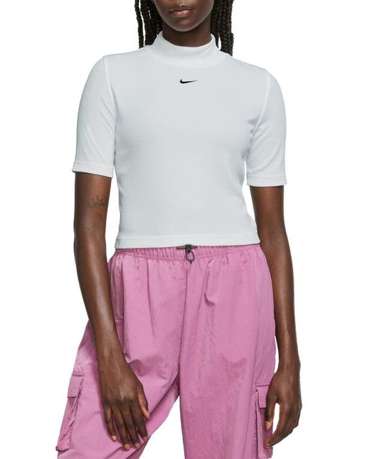 Nike Sportswear Essential Mock Neck Crop T-Shirt Black Small