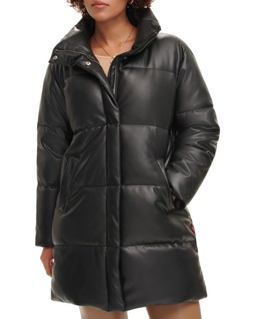 Levi's Water Resistant Faux Leather Long Puffer Coat