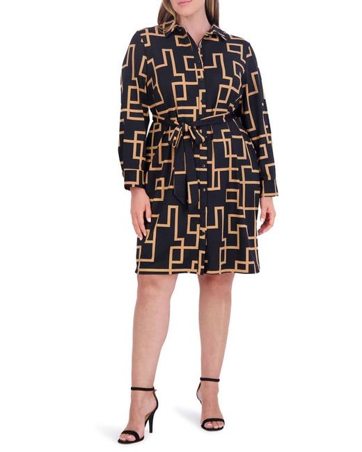 Foxcroft Rocca Maze Print Long Sleeve Shirtdress 1X