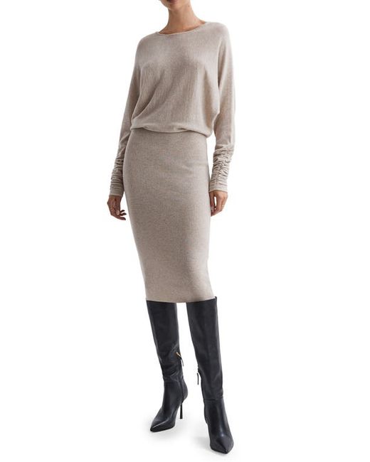 Reiss Leila Long Sleeve Blouson Knit Dress Medium