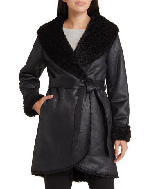 Via Spiga Belted Faux Shearling Coat X-Small