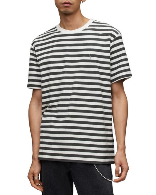 AllSaints Barrett Oversize Stripe T-Shirt Chalk White X-Small
