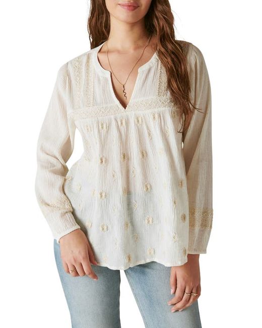 Lucky Brand Embroidered Popover Top