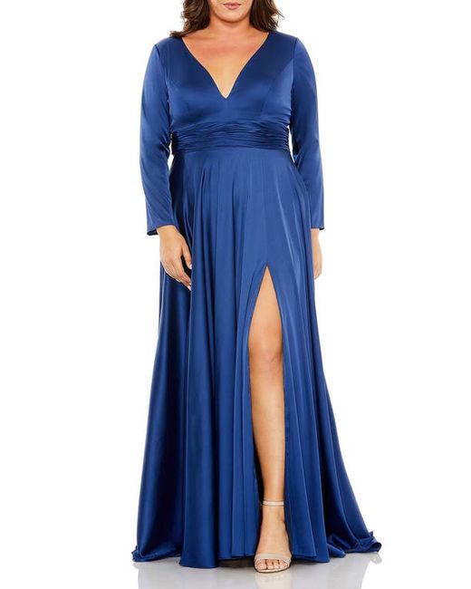Fabulouss By Mac Duggal Long Sleeve V-Neck A-Line Gown