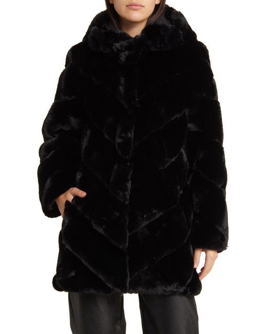 Bcbgmaxazria Chevron Faux Fur Hooded Jacket