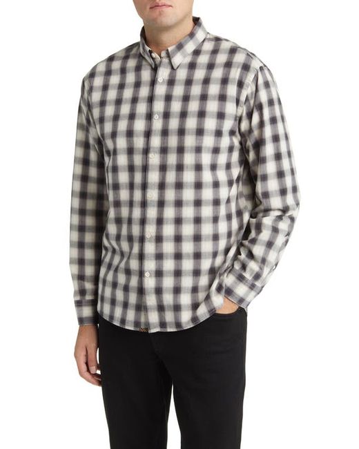 Billy Reid Tuscumbia Plaid Flannel Button-Up Shirt Natural Small