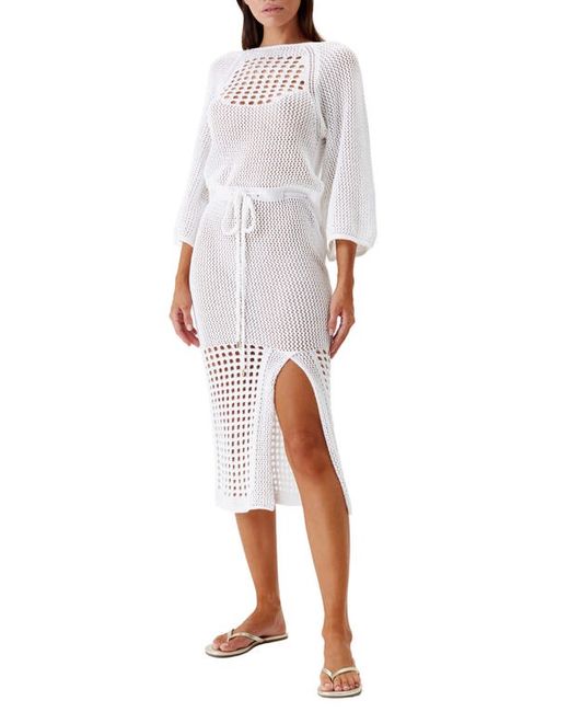 Melissa Odabash Open Knit Sheer Cover-Up Dress Small