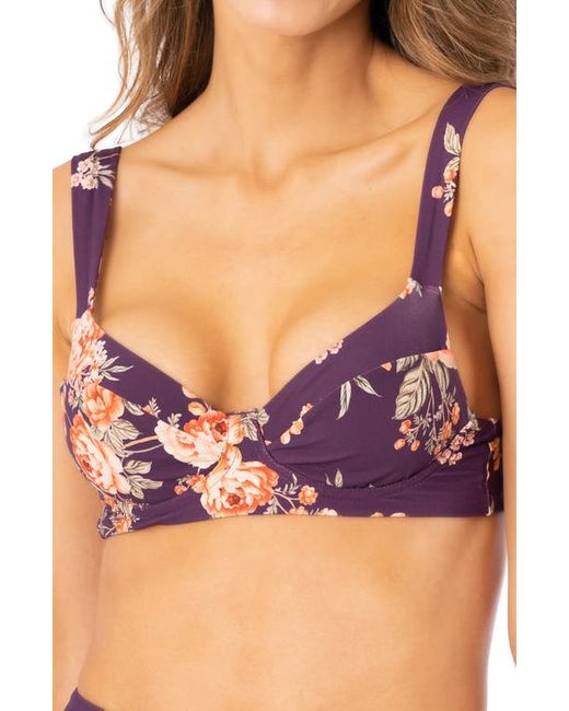 Maaji Bailey Reversible Vintage Flower Dark Grape Undewire Bikini Top
