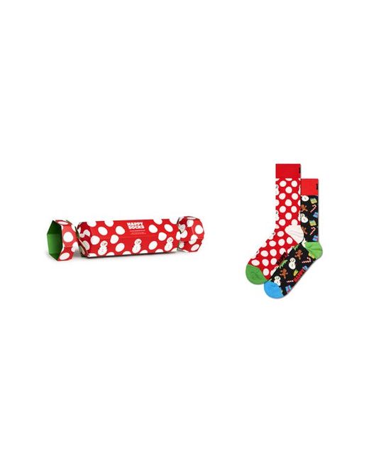 Happy Socks Assorted 2-Pack Big Dot Snowman Crew Socks Gift Set