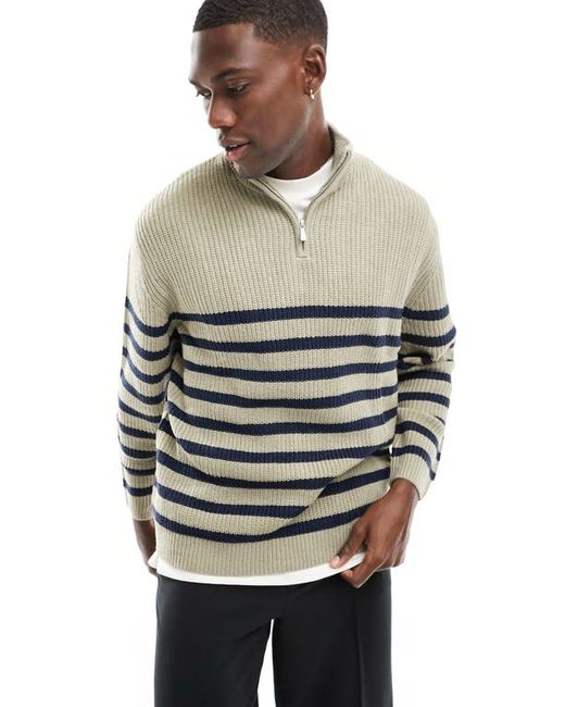 Asos Design Oversize Fisherman Quarter Zip Sweater X-Small