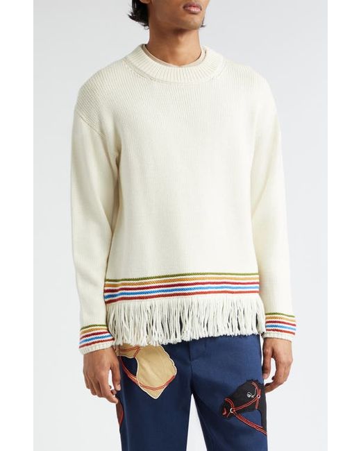 Bode Merino Wool Fringe Sweater Small