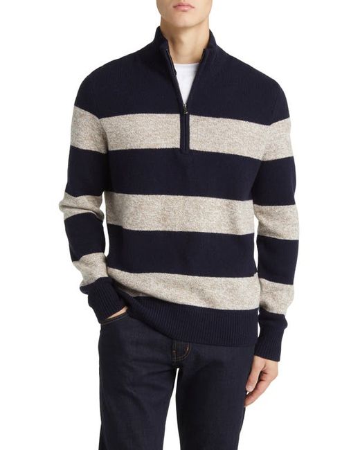 Brooks Brothers Stripe Raglan Sleeve Wool Half Zip Sweater Medium