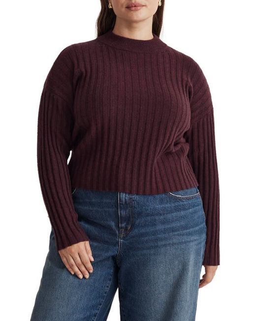 Madewell Levi Rib Mock Neck Wool Blend Crop Pullover Sweater