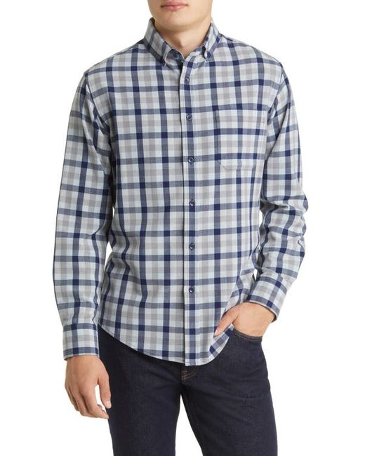 Mizzen+Main City Trim Fit Check Stretch Flannel Button-Down Shirt Small