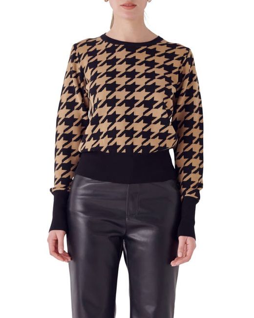 Endless Rose Houndstooth Sweater Camel X-Small