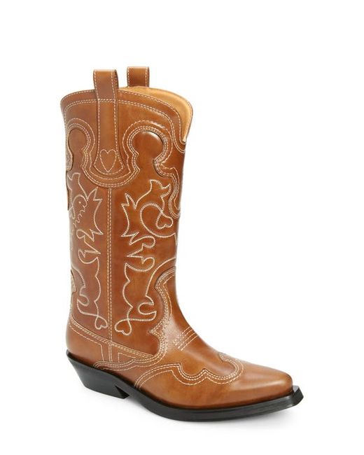 Ganni Embroidered Western Boot 7Us