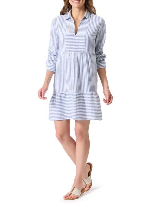 Tommy Bahama St. Lucia Stripe Long Sleeve Linen Blend Cover-Up Minidress X-Small