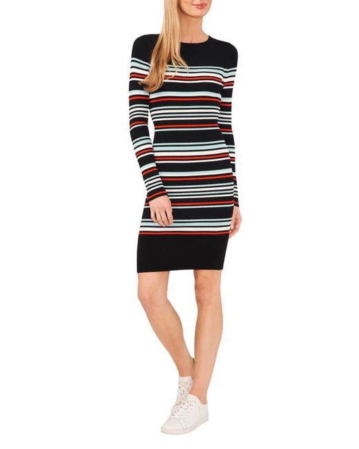 Cece Stripe Long Sleeve Ribbed Sweater Dress X-Small