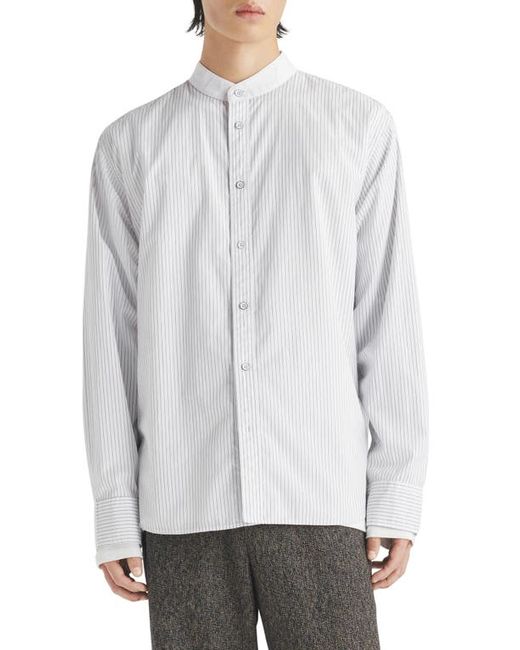 Rag & Bone Landon Oversize Pinstripe Band Collar Button-Up Shirt Small