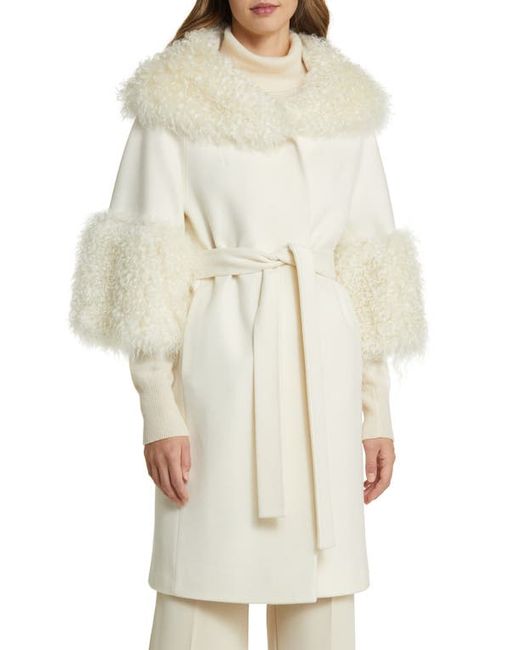 Fleurette Remy Mohair Blend Trim Belted Wool Coat